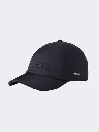 Тёмно-синяя кепка ZEGNA из полиэстера и хлопка: фото - Invogue