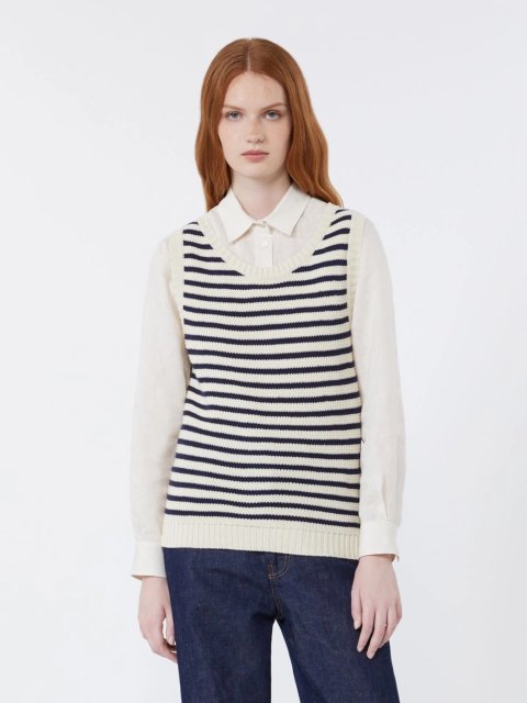 Вязаный топ в полоску WEEKEND MAX MARA из хлопковой пряжи: фото 2 - Invogue
