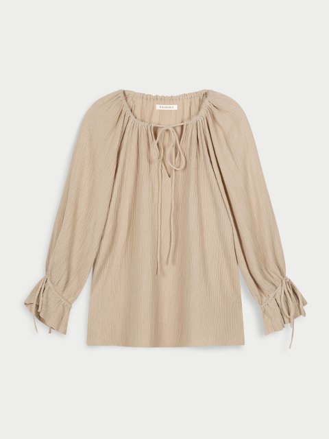 Темно-бежевая блуза By Malene Birger свободного кроя: фото - Invogue