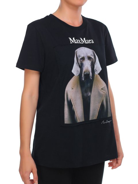 Чёрная футболка MAX MARA: фото 1 - Invogue