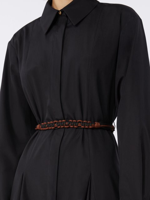 Чорна сукня-сорочка з поясом Max Mara з бавовни: фото 2 - Invogue