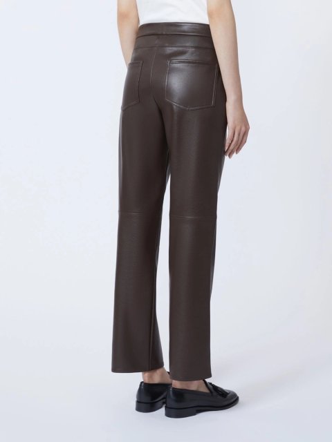 Шоколадные брюки MAX MARA из экокожи: фото 3 - Invogue