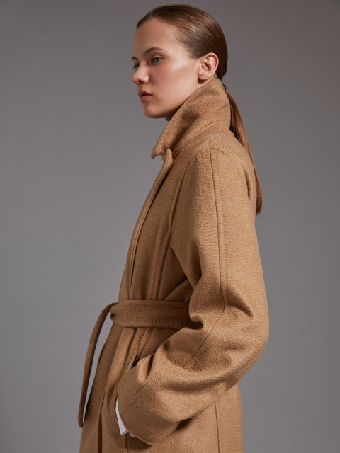 Темно-бежеве пальто MAX MARA прямого крою: фото 5 - Invogue