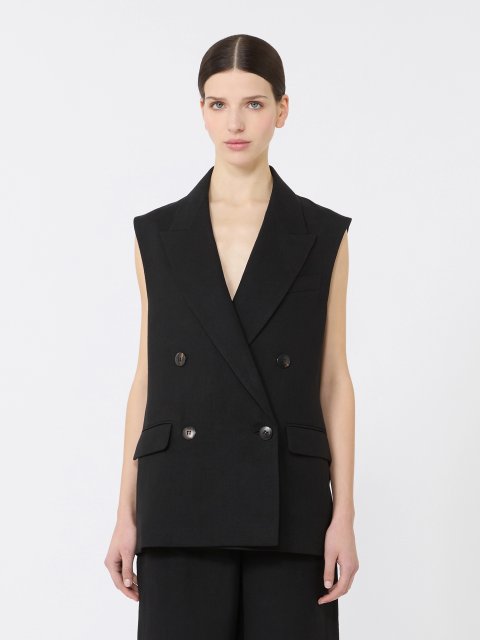 Чорний жилет Max Mara з льону: фото 2 - Invogue