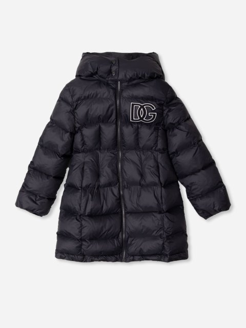 Чорна куртка DOLCE&GABBANA з логотипом та знімним капюшоном: фото - Invogue