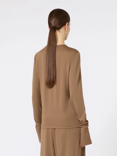 Коричневая футболка MAX MARA из шерстяного трикотажа: фото 3 - Invogue