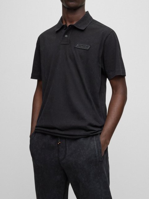 Черное поло BOSS: фото 1 - Invogue