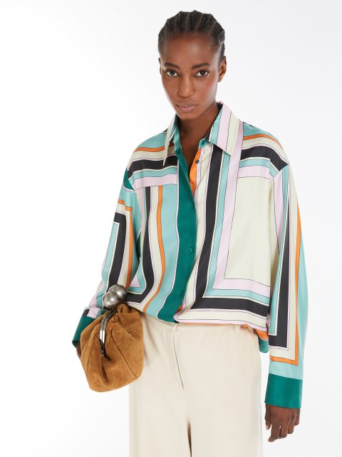 Різнокольорова сорочка WEEKEND MAX MARA з шовку: фото 4 - Invogue