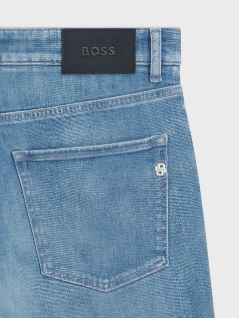 Блакитні джинси BOSS з бавовняного еластичного деніму: фото 5 - Invogue