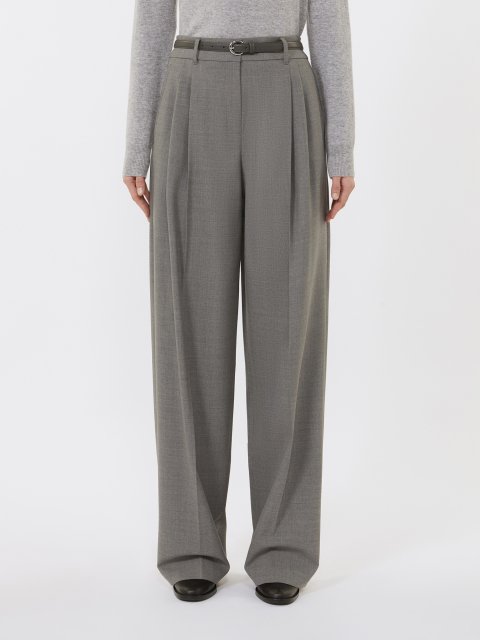 Сірі брюки MAX MARA з еластичної вовняної саржі: фото 2 - Invogue