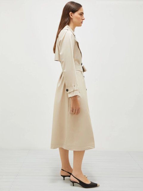 Бежевый плащ Marella двубортный: фото 3 - Invogue