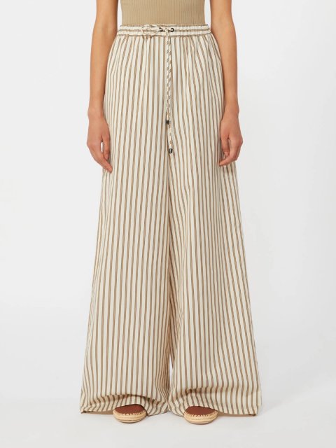 Брюки у смужку Max Mara з бавовни та шовку: фото 2 - Invogue