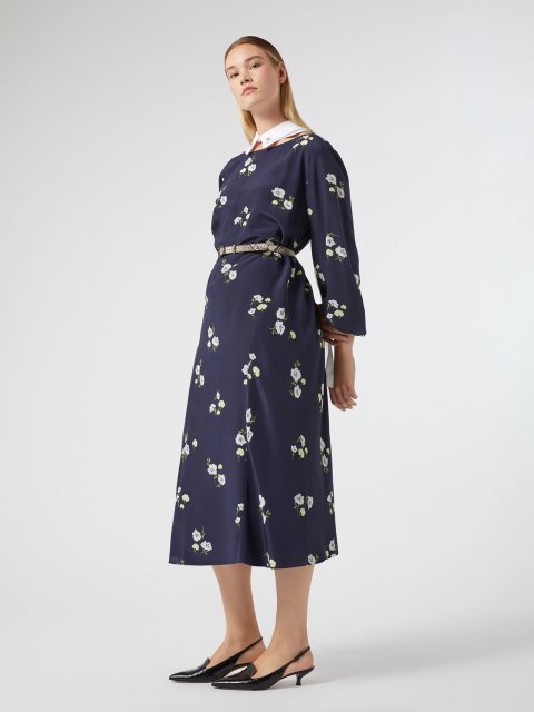 Темно-синее платье Marina Rinaldi с цветочным пинтом: фото 3 - Invogue