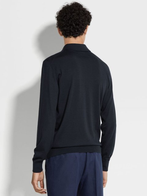 Темно-синее поло ZEGNA из кашемира и шелка: фото 2 - Invogue