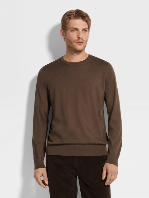 Коричневий светр ZEGNA з кашеміру та шовку: фото 3 - Invogue