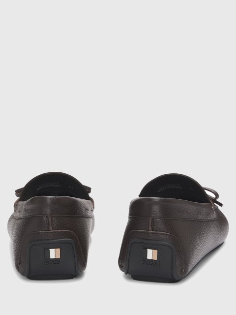 Темно-коричневые мокасины BOSS из кожи: фото 3 - Invogue