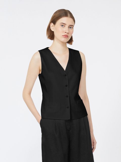 Чорний жилет Max Mara з льону: фото 2 - Invogue