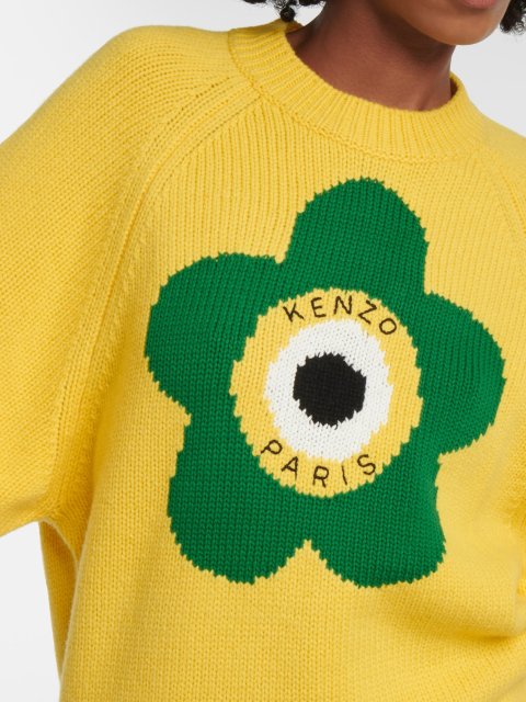 Жовтий светр KENZO з бленду вовни з принтом: фото 3 - Invogue