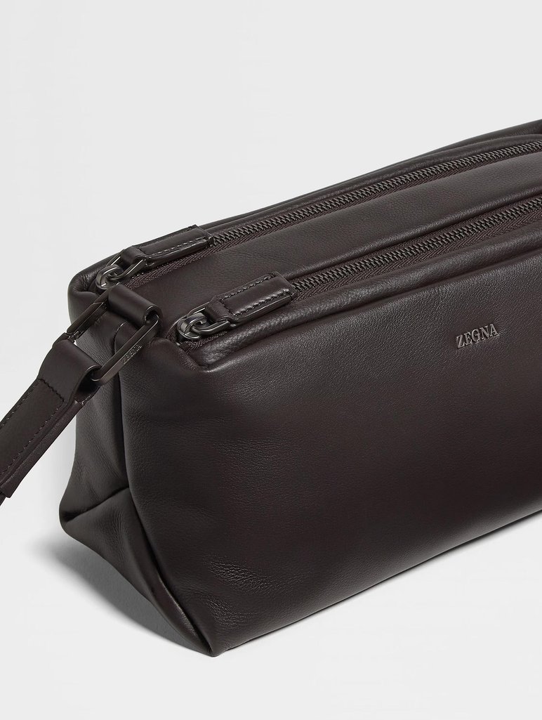 Темно-коричнева сумка ZEGNA з м'якої шкіри: фото 4 - Invogue