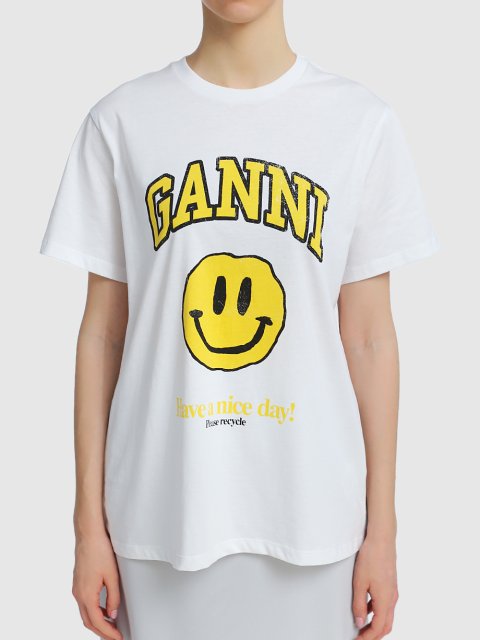 Белая футболка GANNI: фото 2 - Invogue