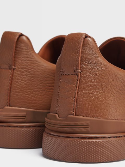 Коричневые сникерсы Zegna из оленьей кожи с эластичной шнуровкой: фото 3 - Invogue