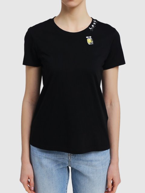 Чёрная футболка MARC CAIN: фото 3 - Invogue