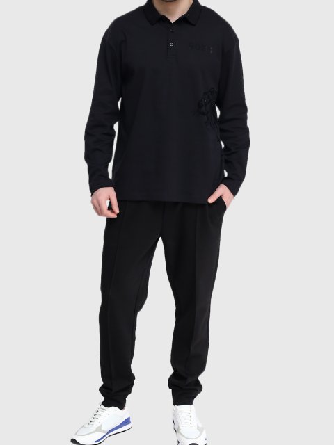 Черное поло BOSS: фото 1 - Invogue