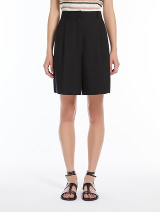 Черные бермуды Weekend Max Mara из хлопка и льна: фото 2 - Invogue