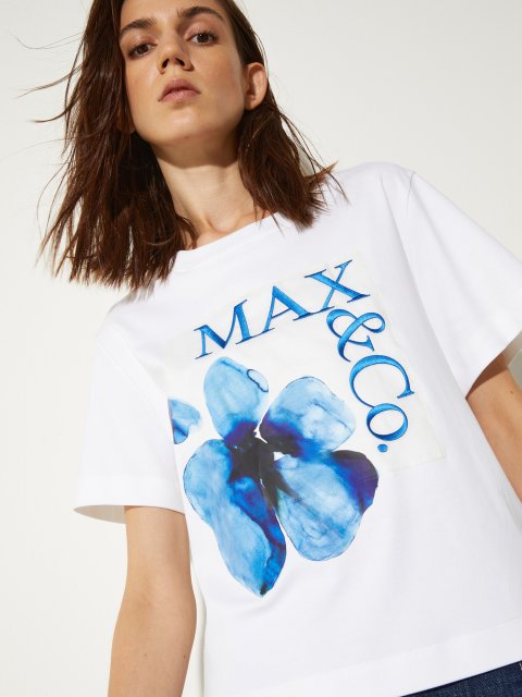 Біла футболка Max&Co з вишитим логотипом з бавовни: фото 4 - Invogue
