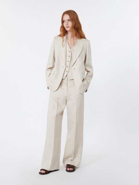 Кремові брюки зі стрілками Weekend Max Mara з льону: фото 1 - Invogue