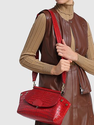 Бордовая сумка MAX MARA: фото 2 - Invogue