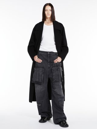 Чорне пальто Sportmax з чистої вовни: фото 4 - Invogue