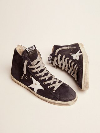 Темно-синие кеды Golden Goose из замши и кожи: фото 1 - Invogue