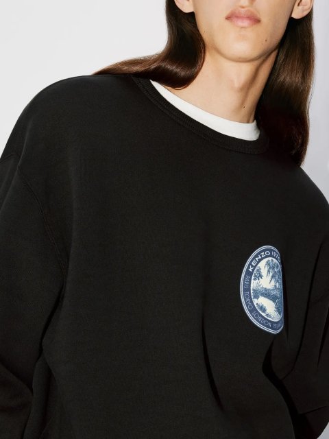 Черный свитер KENZO с длинным рукавом из хлопка: фото 3 - Invogue