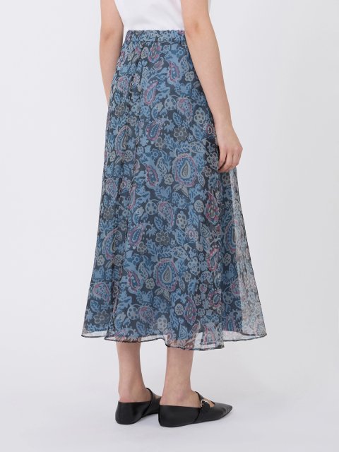 Блакитна спідниця з принтом Weekend Max Mara з шовку: фото 3 - Invogue