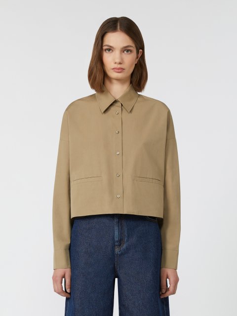 Бежева сорочка WEEKEND MAX MARA з щільного бавовняного попліну: фото 2 - Invogue