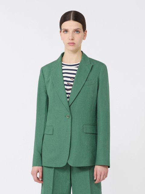 Зелений жакет Weekend Max Mara з бавовни та льону: фото 2 - Invogue