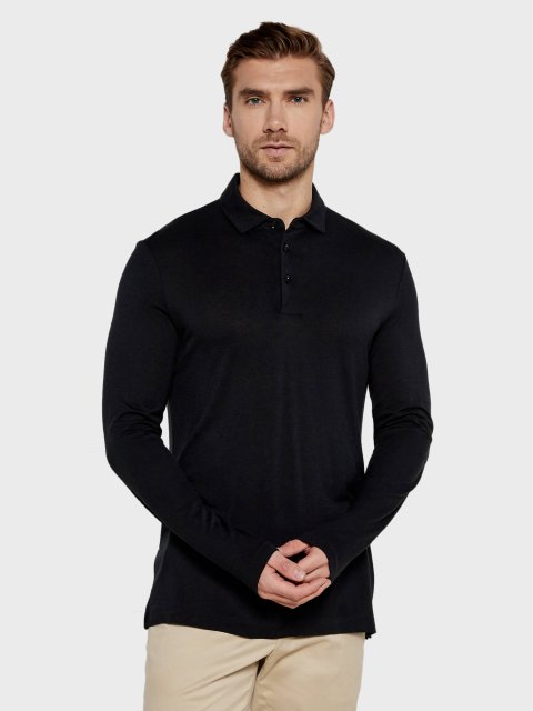 Чорне поло BOSS з довгим рукавом: фото - Invogue