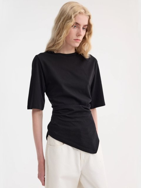 Чорна футболка Róhe з бавовни: фото 2 - Invogue