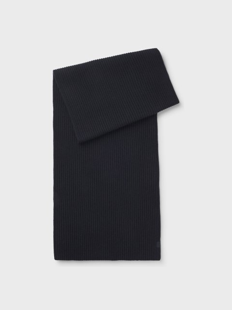 Тёмно-синий шарф BOSS из шерсти и кашемира: фото - Invogue