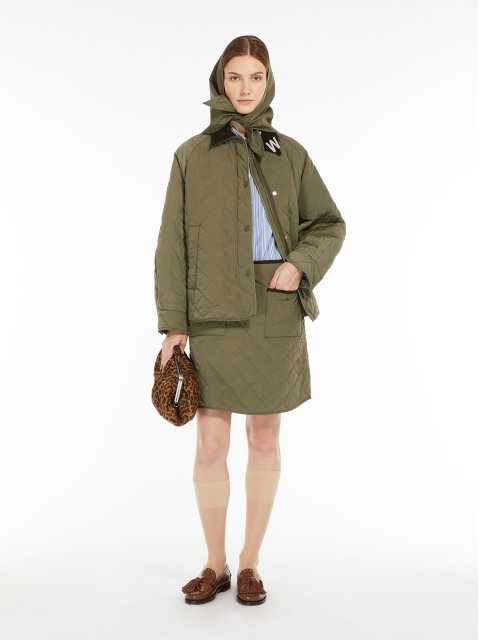 Спідниця кольору хакі WEEKEND MAX MARA зі стьбаної бавовни: фото 1 - Invogue