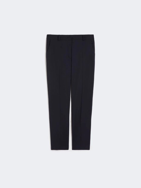 Темно-синие брюки WEEKEND MAX MARA из чистой эластичной шерсти: фото - Invogue