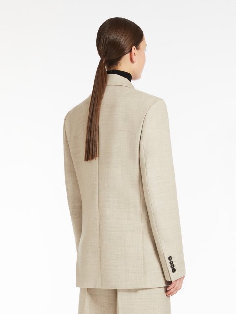 Бежевий жакет Max Mara з меланжевої вовни: фото 2 - Invogue