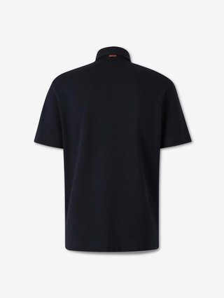 Темно-синее поло ZEGNA из хлопка: фото 1 - Invogue