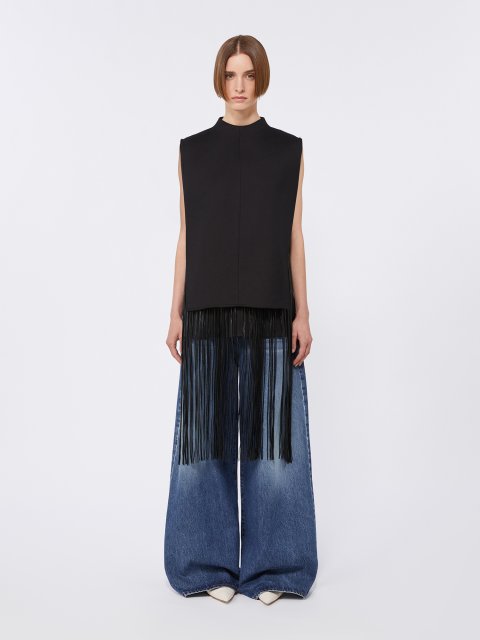 Черный топ SPORTMAX без рукавов: фото 2 - Invogue