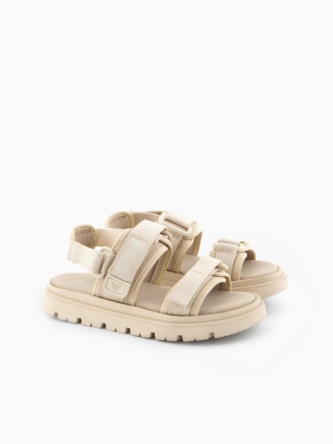 Бежевые босоножки Emporio Armani на липучках: фото 2 - Invogue