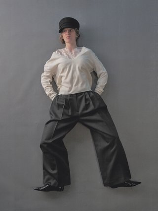 Серые брюки Pushbutton из шерсти и полиэстера: фото 1 - Invogue