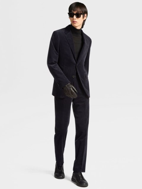 Темно-синие брюки ZEGNA кроя slim: фото 5 - Invogue