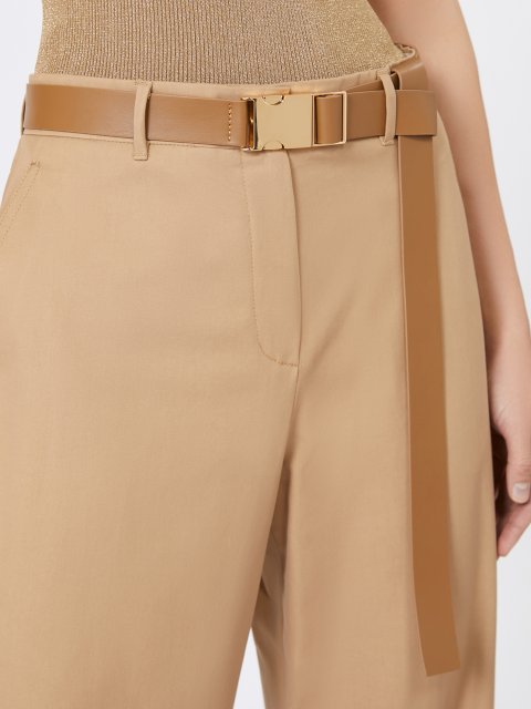 Темно-бежеві брюки MAX MARA з бавовняної саржі: фото 4 - Invogue