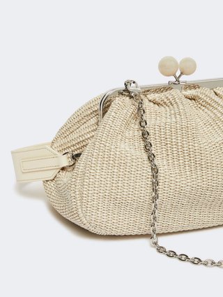 Бежева сумка Pasticcino Weekend Accessories з ефектом рафії: фото 3 - Invogue